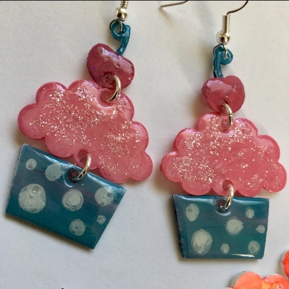 Handmade Cupcake Dangle Earrings
